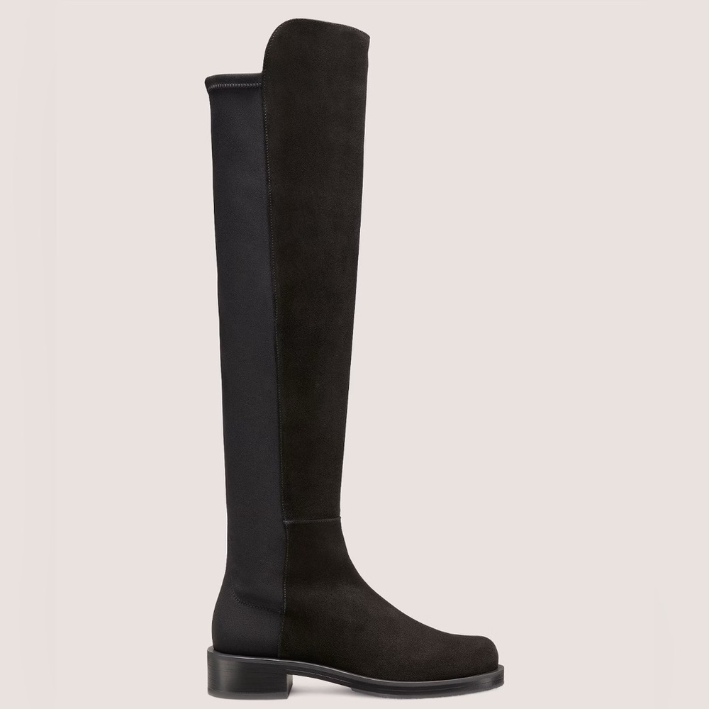 Stuart Weitzman 5050 Bold OTK Boots Black Suede Over-the-Knee Size 8.5